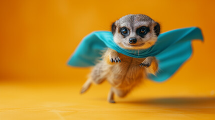 Superhero meerkat with a cape