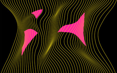 abstract waves of lines and pink triangles