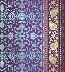 wedding card design, traditional paisley floral pattern , royal India	