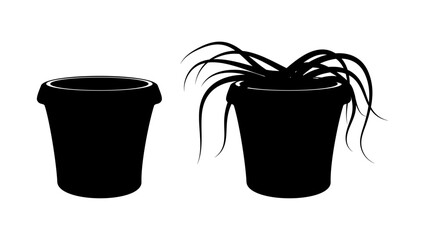 flowers Pot, for Indoor and Outdoor Use, black isolated silhouette