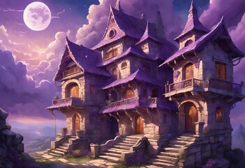 Naklejka premium Purple castle on the hill 