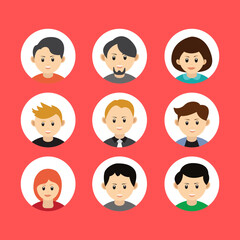 set of cartoon faces avatar