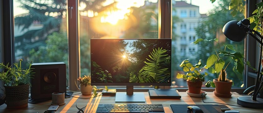 Desktop Computer on Wooden Desk