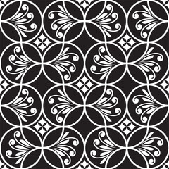 Abstract floral seamless pattern. Black and white. Vector background.