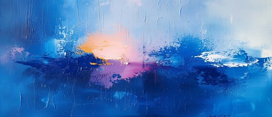 Abstract Painting of Blue and Pink Colors