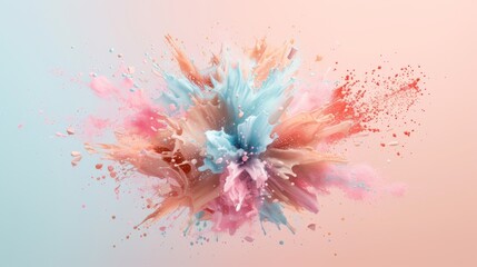 Pastel color paint splash on bright background. Vibrant sensitive color combination. Abstract artwork expression