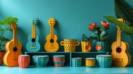 Cardboard Musical Instruments: DIY Guitars and Drums for Kids to Assemble and Decorate