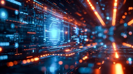 Obraz premium Digital Circuit Board with Glowing Blue Lights - Technology Concept