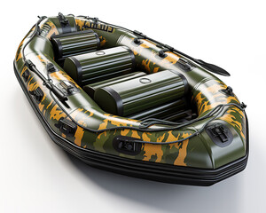 camouflage boat in military khaki