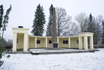 Gustrow, Germany - Jan 12, 2024: This war cemetery contains the graves of 545 killed Soviet...