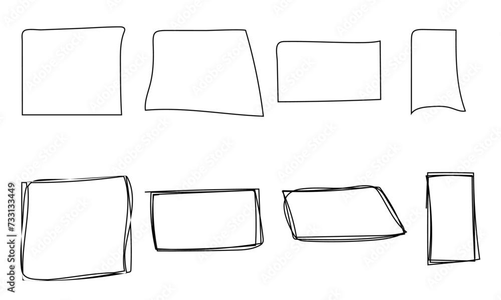 Poster abstract set of sketch lines square element. hand drawn pen lines doodle sketches square lines. hand