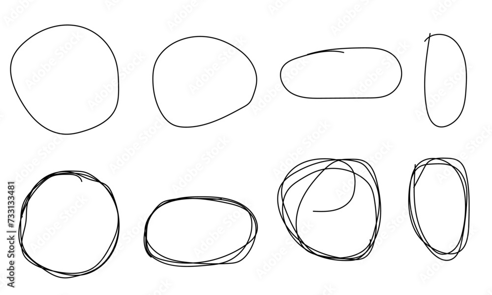 Poster abstract set of sketch lines circle element. hand drawn pen lines doodle sketches circle lines. hand