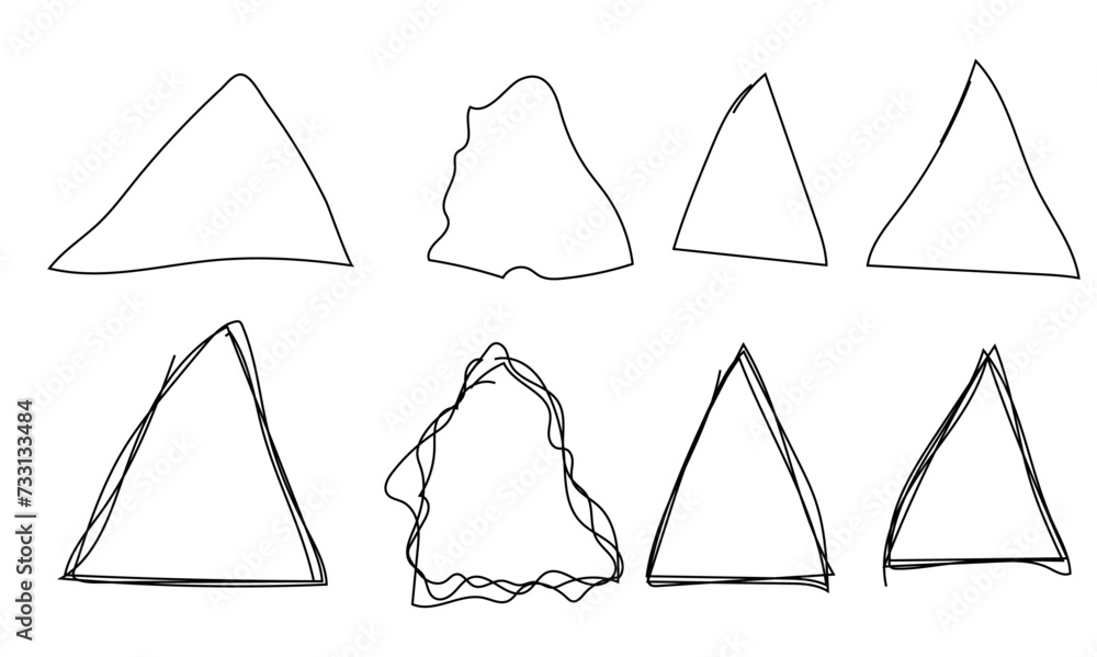 Poster abstract set of sketch lines geometric triangle element. hand drawn pen lines doodle sketches geomet
