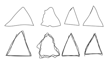 Abstract set of sketch lines geometric triangle element. Hand drawn pen lines doodle sketches geometric lines. Hand drawn marker and pencil thick squares, triangle in different geometric background. - obrazy, fototapety, plakaty