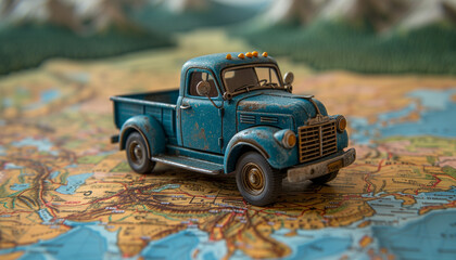 Toy car on a map