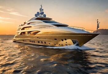 luxury yacht at sunset