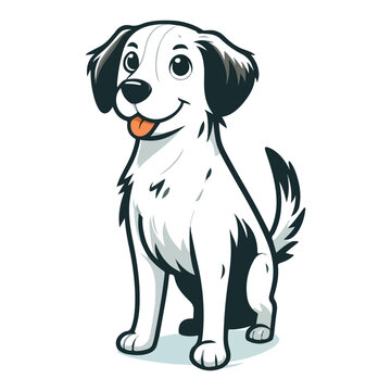 vector cheerful cute dog on white background
