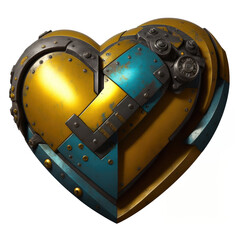 The heart is armored. Valentine's card. Abstract illustration. AI generated.