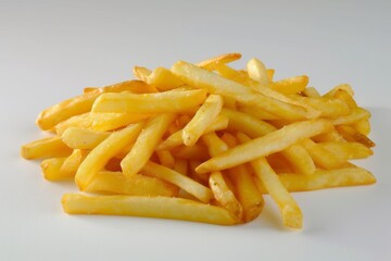 A Pile of French Fries Sitting on Top of a White Table