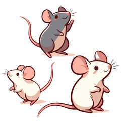 vector hand drawn cartoon rat illustration