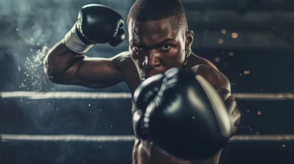 Foto op Plexiglas Strength and Determination: Boxer in Action AI Generated. © ArquitecAi