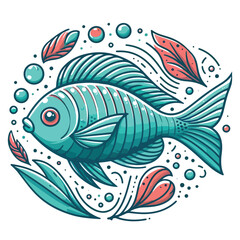 vector cute fish sea animal cartoon sticker