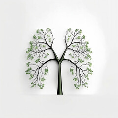 Baum in Form einer Lunge; kann durch 180 Grad Drehung zur Lunge werden zur Illustration von CO2 und O2 Umwandlung.