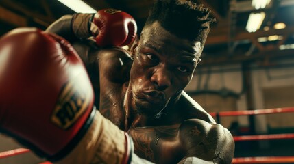 Powerful Boxer in Action AI Generated. - obrazy, fototapety, plakaty