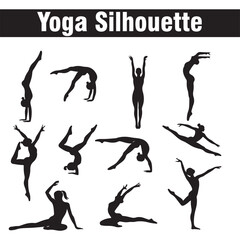 vector meditation silhouette yoga silhouettes pack