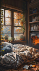 Interior of a house. AI generated art illustration.