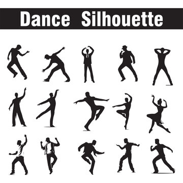 vector white party background with dancing silhouettes