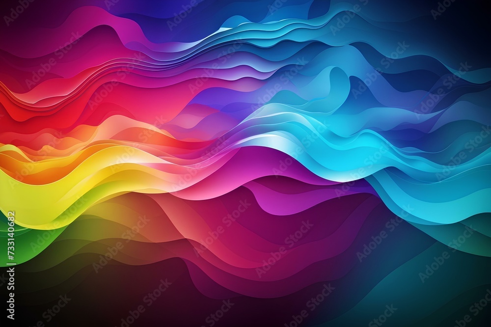 Poster abstract background with colored waves, created by ai generated