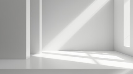 Abstract 3d rendering of the white grey light room  minimal background