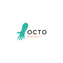 octopus hands ocean underwater logo design graphic vector