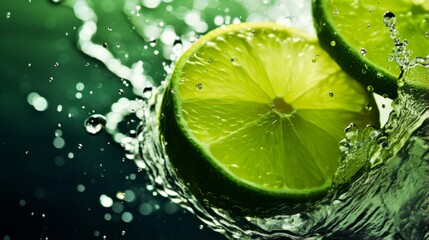 A slice of lime creating a zesty splash in a tropical punch