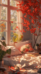  Interior of a house. AI generated art illustration.
