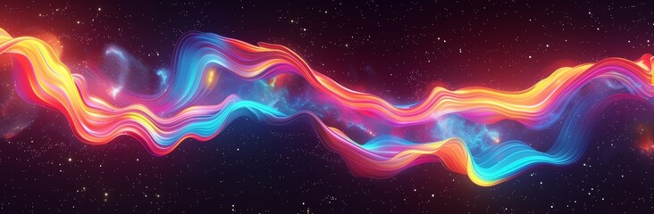 vivid space art, abstract background with rainbow stripes