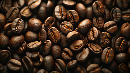 たくさんのコーヒー豆の背景素材