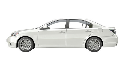 Passenger car isolated on a white background, with clipping path. Full Depth of field. Focus stacking, side view. 