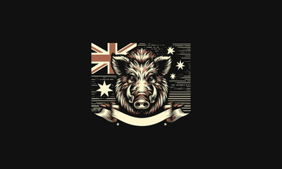 head boar with flag american vector artwork design - obrazy, fototapety, plakaty