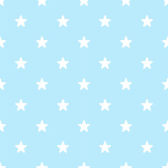 Cute white stars seamless vector patterns. Tiny stars isolated on a blue background.