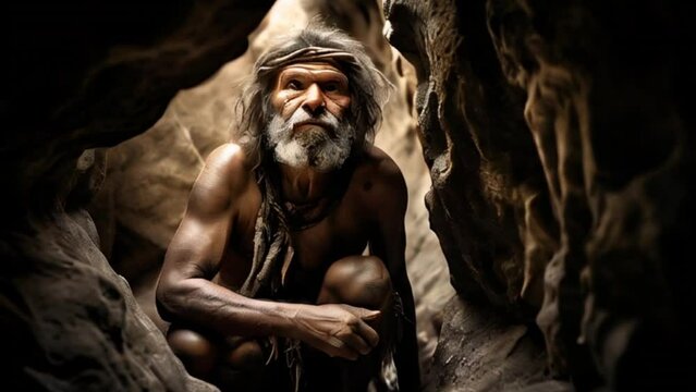 Prehistoric man in a cave
