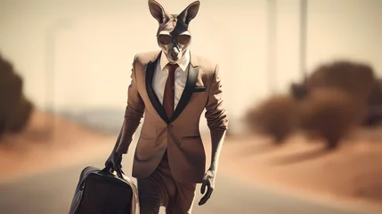 Tuinposter A sophisticated kangaroo in a business suit, carrying a briefcase ©  ALLAH LOVE