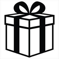 gift box silhouette icon simple vector black and white