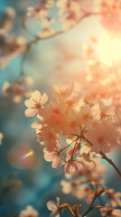 Sunset in the garden. AI generated art illustration.