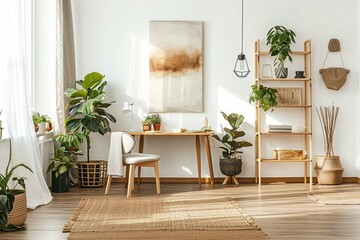 Stylish Scandinavian living room with desi