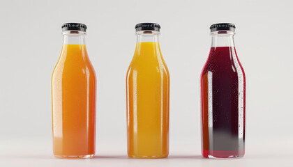 Assorted Organic Cold-Pressed Juices in Glass Bottles