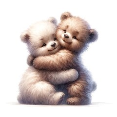 Whimsical hugging bears created with Generative AI technology