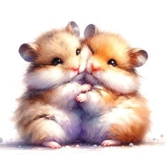 Whimsical hugging hamsters created with Generative AI technology