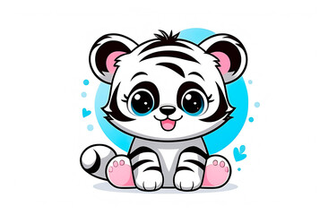 An icon of a funny tiger cub with expressive eyes.